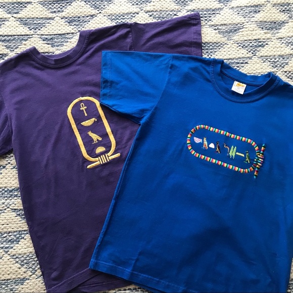 NWOT 100% Egyptian Cotton Hieroglyphic Embroidered - Picture 1 of 7